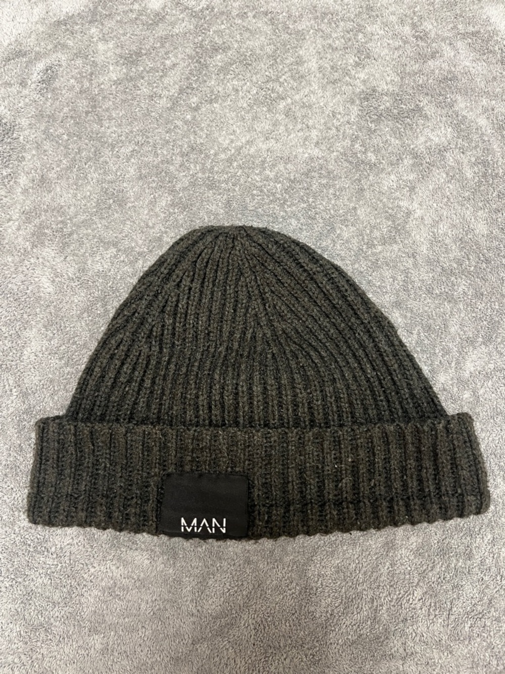 Boohoo Man Charcoal Rib Knit Beanie